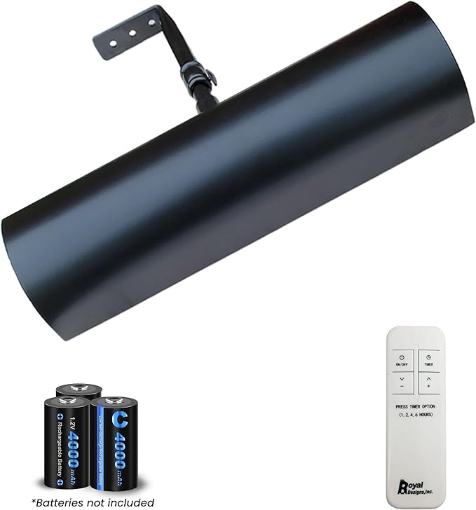 Royal Designs, Inc. Cordless Remote Control LED Picture Light, Dimmable with Timer Function, Black, 8.75 Inches, 2 Pack
