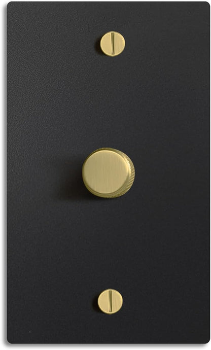SELECT Black Brass Dimmer Light Switch, 1 Way Rotary Dimmer, 1 Gang TRIAC/Leading Edge Dimmable LED Light Switch, 15A 120V AC with Brass Knob, Faceplate & Dimming Module, UL Listed