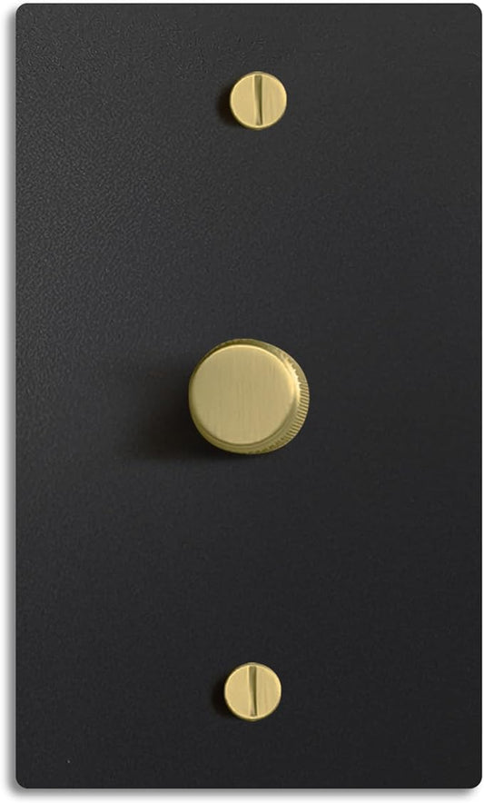 SELECT Black Brass Dimmer Light Switch, 1 Way Rotary Dimmer, 1 Gang TRIAC/Leading Edge Dimmable LED Light Switch, 15A 120V AC with Brass Knob, Faceplate & Dimming Module, UL Listed