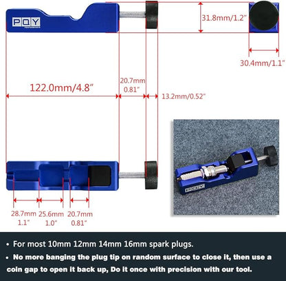 Universal Spark Plug Gap Tool for Most 10mm 12mm 14mm 16mm Spark Plugs Blue