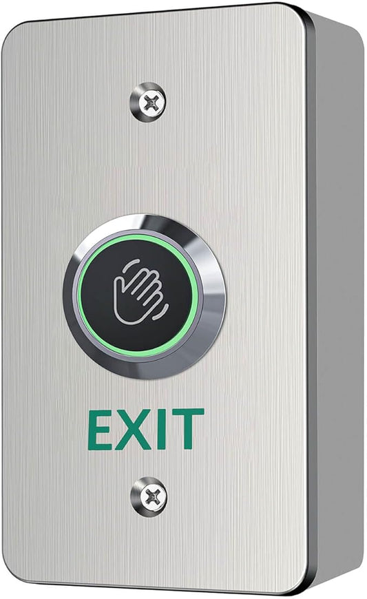 Infrared Sensor Exit Button with Back Box IR Touchless Door Release 304 Stainless Steel IP67 Waterproof with LED Indicator for Access Control Systems