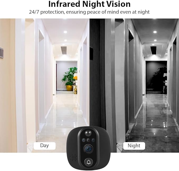 Smart Video Doorbell Camera, WiFi Door Peephole Camera with 4.3in Display Monitor, Tuya APP Wireless Digital Door Viewer, Integrated Doorbell and Night Vision, Rechargeable 3500Ah Battery