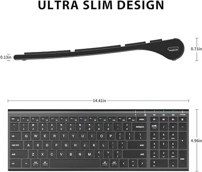 iClever BK10 Bluetooth Keyboard, Universal Bluetooth 5.1 Wireless Keyboard with Number Pad, Ergonomic Design, Multi-Device Compatibility, Stable Connection for Mac, iPad, iPhone, Android, Windows