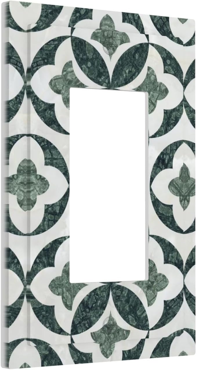 Green Luxury Modern Cubic Marble 1 Gang Single Rocker Decorative Light Switch Covers Electrical Faceplate Switch Plates for Bathroom Kitchen Home
