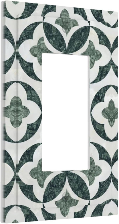 Green Luxury Modern Cubic Marble 1 Gang Single Rocker Decorative Light Switch Covers Electrical Faceplate Switch Plates for Bathroom Kitchen Home