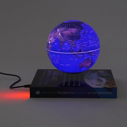 Magnetic Levitation Globe with LED Lights, 6-Inch Floating Geographic Globe, Educational World Map for Home Office Decor, Kids & Adults