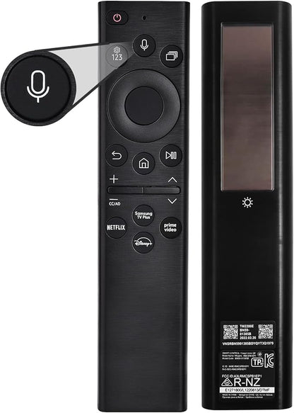 Replacement Voice Remote for Samsung Smart TV:Compatible with BN59-01385A(Solar Version),for All 2019 to 2025 Smasung Curved Crystal UHD QLED The Frame NEO QLED 4K 8K Smart TV