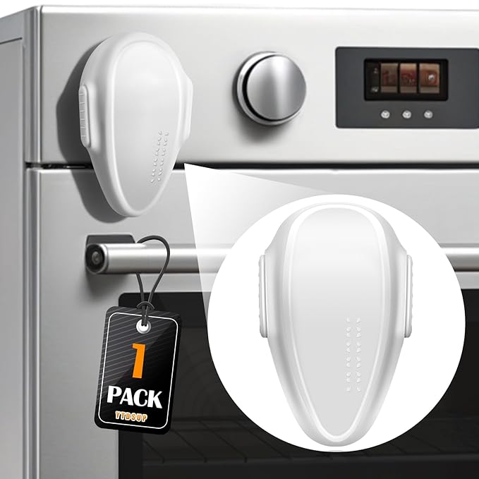 Oven Lock Child Safety (1 Pack), Cabinet Lock Baby Proofing, Baby and Child Proof Lock for Drawer Oven Stove Door, Upgrade Heat-Resistant Material, Easy to Install, No Tools Need - White