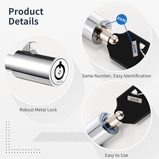 5 Sets Vending Machine Locks, Metal Tubular Keyway Security Locks Keyed Alike, Numbered Lock Cylinder Set for Snack Candy Machines, Toy Claw Machines, Gumball Machines