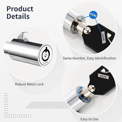 5 Sets Vending Machine Locks, Metal Tubular Keyway Security Locks Keyed Alike, Numbered Lock Cylinder Set for Snack Candy Machines, Toy Claw Machines, Gumball Machines