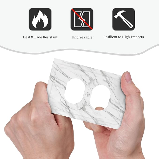 Decorative Outlet Covers Modern Grey Marble Texture 1 Gang Duplex Light Switch Cover Plate Unique Wall Plates for Electrical Outlets Switch Plate Covers for Bedroom Kitchen Home Decor