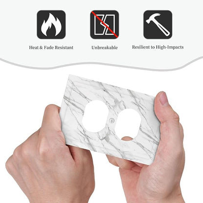 Decorative Outlet Covers Modern Grey Marble Texture 1 Gang Duplex Light Switch Cover Plate Unique Wall Plates for Electrical Outlets Switch Plate Covers for Bedroom Kitchen Home Decor
