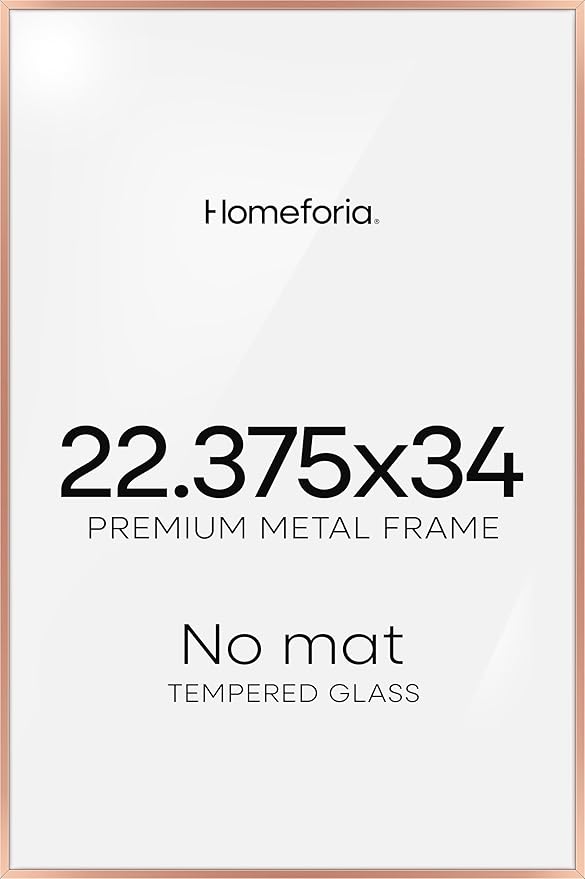 Homeforia 22.375x34 Silver Puzzle Frame, High End Metal 22.375 x 34 Picture Frames without Mat, 34x22.375 Thin Poster Frame for Wall, 22.375by34 Puzzle Print Frames, Tempered Glass, Wall Kit, Set of 1