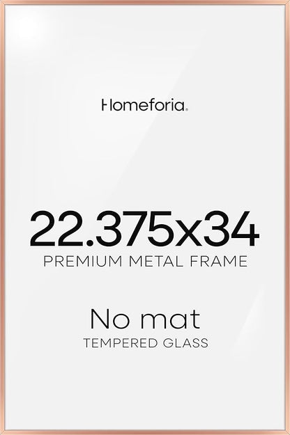 Homeforia 22.375x34 Silver Puzzle Frame, High End Metal 22.375 x 34 Picture Frames without Mat, 34x22.375 Thin Poster Frame for Wall, 22.375by34 Puzzle Print Frames, Tempered Glass, Wall Kit, Set of 1