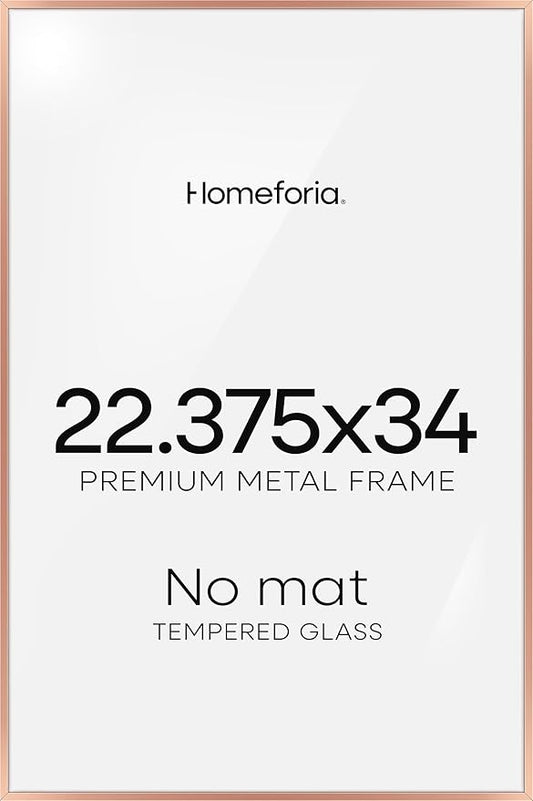 Homeforia 22.375x34 Silver Puzzle Frame, High End Metal 22.375 x 34 Picture Frames without Mat, 34x22.375 Thin Poster Frame for Wall, 22.375by34 Puzzle Print Frames, Tempered Glass, Wall Kit, Set of 1