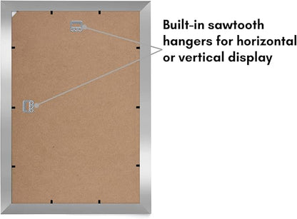 Americanflat 11x17 Picture Frame with Shatter-Resistant Glass - Signature Collection - Gallery-Style Frames Made of Engineered Wood - Photo Frame for Wall Display - Silver