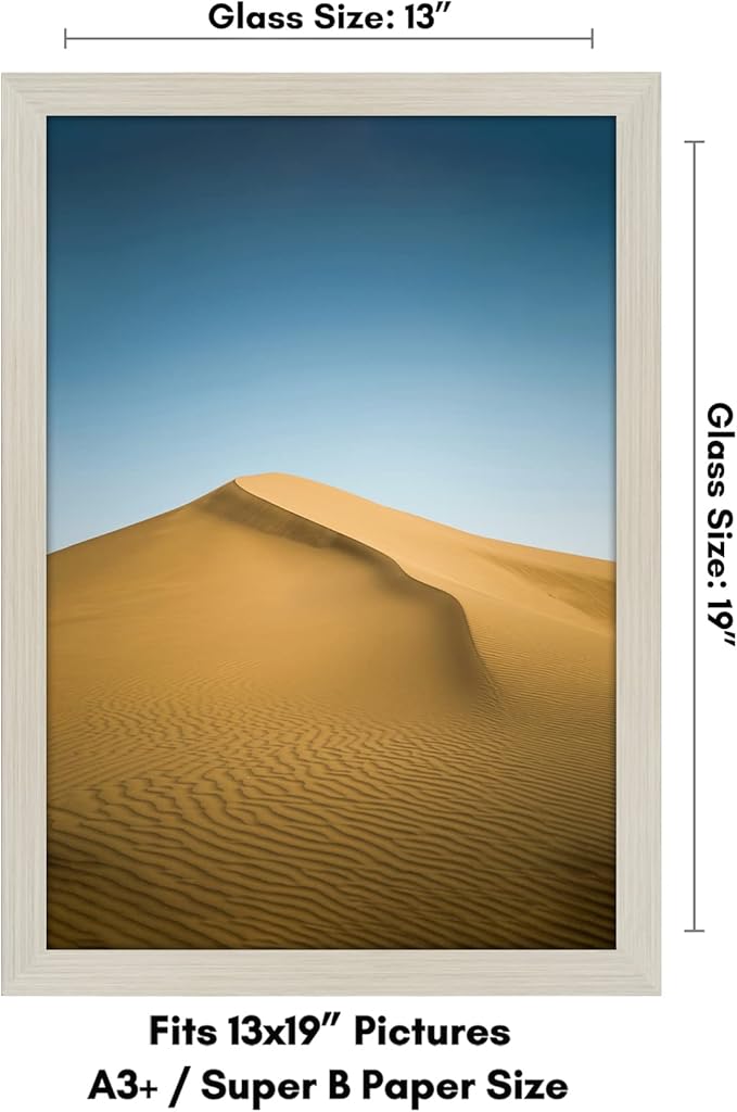 Americanflat 13x19 Picture Frame with Shatter-Resistant Glass - Signature Collection - Gallery-Style Frames Made of Engineered Wood - Photo Frame for Wall Display - Light Wood