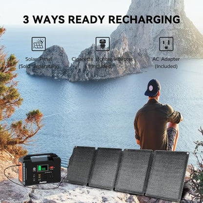 Portable Power Station With Solar Panel Included, Flashfish 200W Solar Generator+60W Solar Panel(DC Output),Backup Power Emergency Power Supply For Home Blackout/RV/Camping