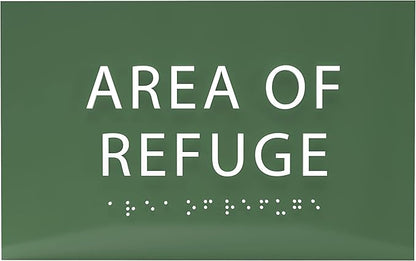 6" X4" Area of Refuge Sign - ADA Compliant Tactile Graphics Grade 2 Braille Text | Wall Mount Plastic Signs for Shopping Malls, Offices, Hotels, Schools, Apartments & Restaurants