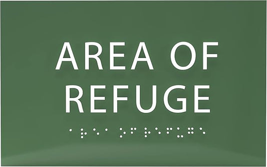 6" X4" Area of Refuge Sign - ADA Compliant Tactile Graphics Grade 2 Braille Text | Wall Mount Plastic Signs for Shopping Malls, Offices, Hotels, Schools, Apartments & Restaurants