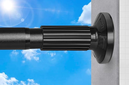 Tension Curtain Rod 51-165In(4.25-13.75Ft), Extra Long Outdoor Curtain Rod No Drilling for Window or Bathroom Patio, Adjustable Spring Shower Rod, Easy to Install Never Rust, Rod Diameter 1.26In-Black