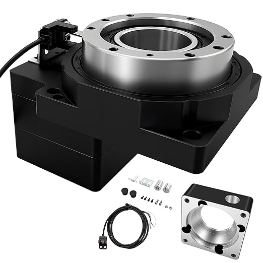 Hollow Rotary Actuator Ratio 10:1 Hollow Rotating Table Precision Rotary Reducer High Accuracy Hollow Rotary Platform for NEMA23 6.35mm 8mm Shaft/60 mm Servo Motor 14mm Shaft Alternative Cam Indexer