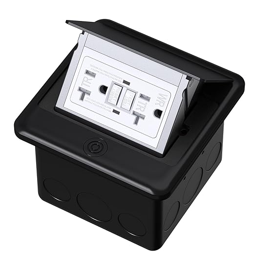 KYHSHJ Pop Up Floor Electrical Outlet with 20 Amp Stainless Steel GFCI Tamper Receptacle Outlet, Corrosive Resistant Hardware，ETL Listed,Black