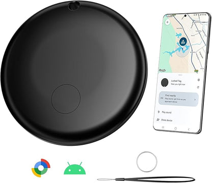 Smart Air Tag Tracker for Android, Google Android Tag Tracker Work with Google Find My Device (Find Hub), Key Finder/Luggage Tracker/Item Locator, 1 Pack Black