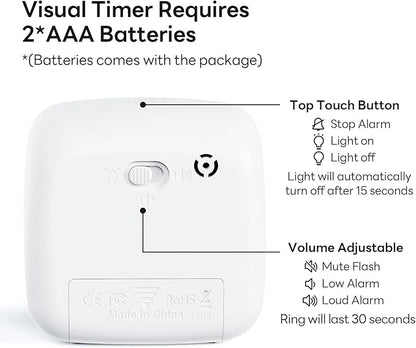 Yunbaoit Visual Timer with Night Light, 60-Minute Rainbow Countdown Timer for Kids and Adults, Time Management Tool for Home, School, Kitchen, or Office (White)