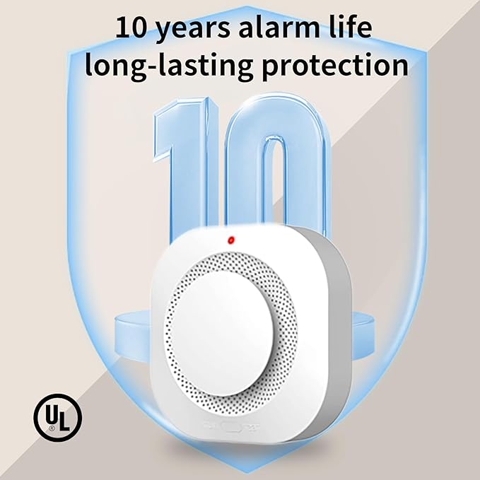 COHANSHANsmoke Detector,Smoke Alarm,fire Alarms Smoke detectors,(Sensor Life of 10 Years) complies with UL Certification,fire Alarm,Smoke detectors,360°Intelligent Detection,Wireless Installation(1)