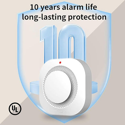 COHANSHANsmoke Detector,Smoke Alarm,fire Alarms Smoke detectors,(Sensor Life of 10 Years) complies with UL Certification,fire Alarm,Smoke detectors,360°Intelligent Detection,Wireless Installation6
