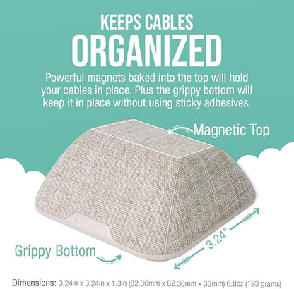 Smartish® Magnetic Cord Holder - Cable Wrangler Organizer Stocking Stuffer with Magnet Clips for Charger Management on Desktop, Nightstand for USB-C + Lightning - Lightly Toasted Beige