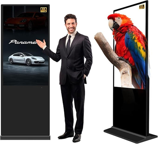 55 Inch Digital Signage Display, 4k Floor Standing LCD Touch Interactive Display Screen,with WiFi USB/App Software Input Digital Totem Auto Ad Player Android 14