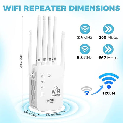 WiFi Range Extender Up to 12000 Sq.Ft Coverage, Up to 300Mbps with 6 High-Gain Antennas, 3-in-1 Mode with Ethernet Port, Easy Setup