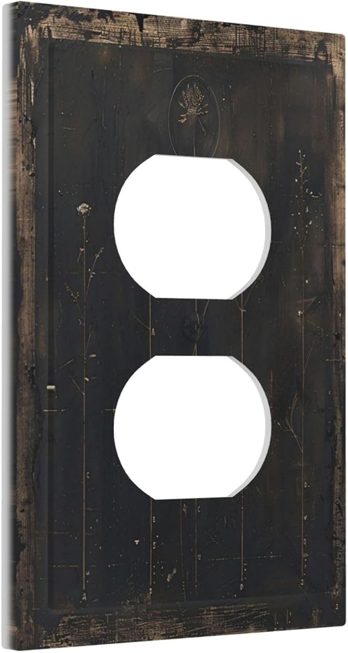 Outlet Covers Black And White Dandelion Art Vintage Wood Grain 1 Gang Duplex Light Switch Cover Plate Decorative Switch Plate Covers Electrical Socket Cover for Farmhouse Cabin Decor