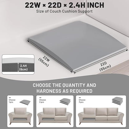 Couch Cushion Support for Sagging Seat – 3 Pack 22x22x2.4 Inch Sofa Cushion Board Saver & Replacement Insert for Saggy Couch or Chair, Quick No-Tool Install with 40D High Density Foam