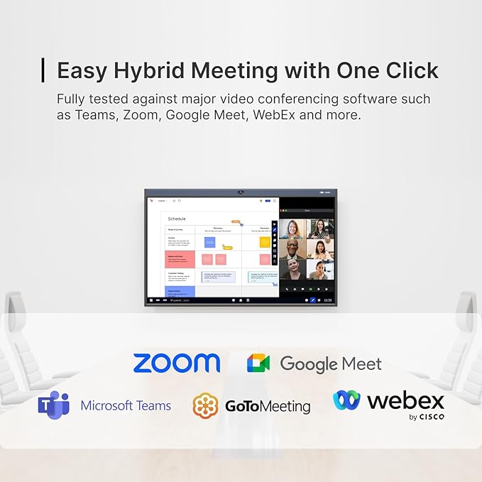 NearHub 86'' Interactive Smart Whiteboard,AI -Powered 4K Camera,MEMS 24-mic Array with Noise Reduction,All-in-One Whiteboard for Hybrid Collaboration with AndriodOS & Open App Ecosystem (Board+Stand)