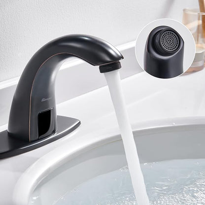 Charmingwater Touchless Bathroom Sink Faucet with Automatic Sensor, Motion Bathroom Faucet with Hole Cover Plate, Oil Rubbed Bronze