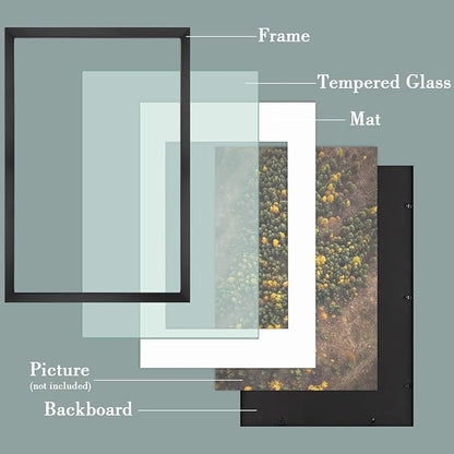 Golden State Art, 16X24 Picture Frame with Mat for 12X18 - High Definition Glass Wall Mounting Horizontal Vertical Display (Black, 1 Pack)