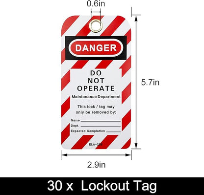 Lockout Tagout Locks, Safety Padlock, Loto Locks Keyed Differently Lock Out Tag Out 30 pcs Safety Padlocks Plastic with 30 Lockout TagOut Tags Red