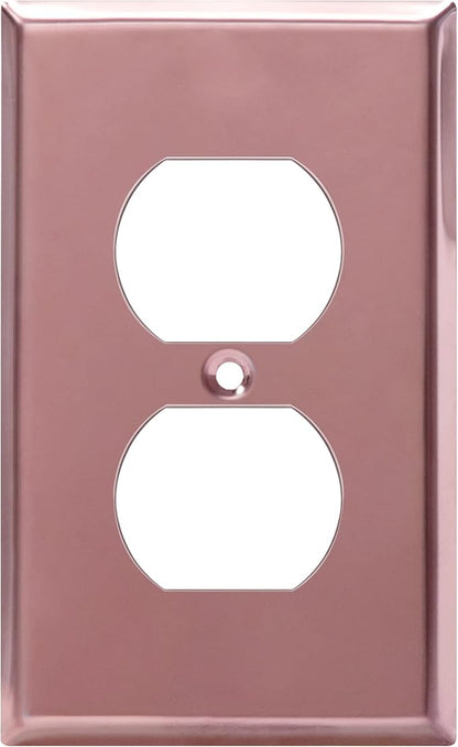 ENERLITES Duplex Receptacle Metal Wall Plate, Stainless Steel Outlet Cover, Corrosion Resistant, Standard Size 1-Gang 4.50" x 2.76", Stainless Steel 201, 7721-PRG, Polished Rose Gold