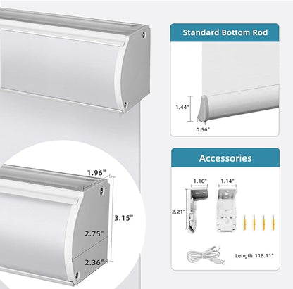SmartWings Motorized Light Filtering Shades, Work with Matter Thread Apple Homekit Google Z-Wave Alexa, 70% Blackout Smart Window Blinds Translucent, Cordless with Remote Control, Essential White