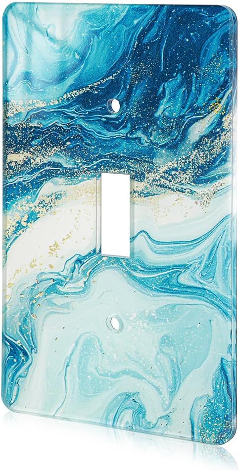 Elegant Marble Bedroom Acrylic Single Toggle Decor Light Switch Plate Cover Wall Plate Outlet Covers For Bedroom Kitchen Home Decorative