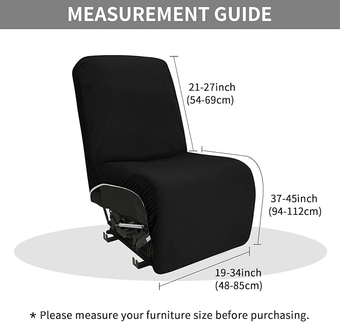 Easy-Going 100% Waterproof Recliner Cover Additional Seat Cover for Reclining Couch, Stretch Sofa Covers Washable Furniture Protector for Kids & Pets, 1 Seat, Black
