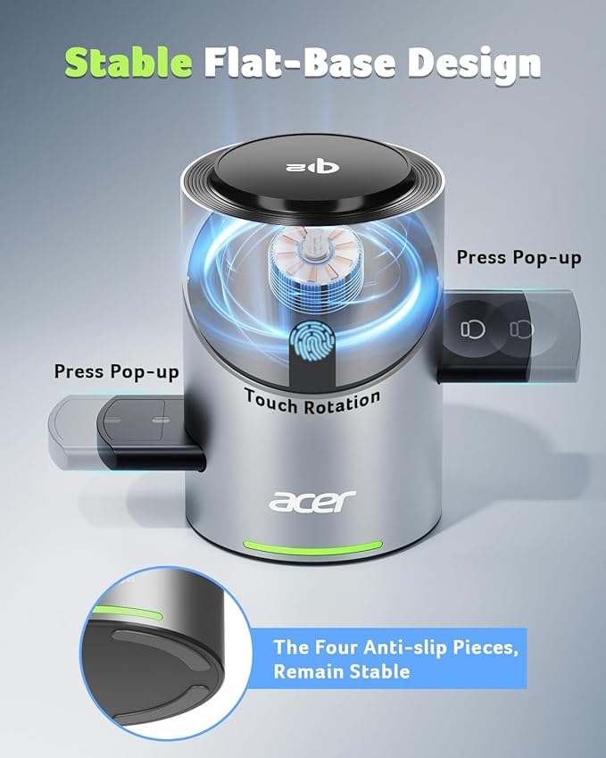 Acer S2 3 in 1 Charging Station for Apple - Qi2 15W iPhone Wireless Charging Station, Magsafe Charger Stand for iPhone 17 16 15 14 13 12 - Apple Watch - Airpods Series (Charger & USB-C Included)