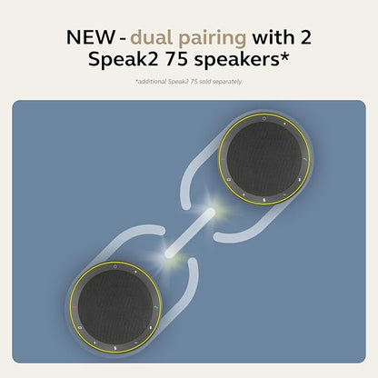 Jabra Speak2 75 (2025 Edition) Wireless Bluetooth Speakerphone - 4 Noise-Cancelling Mics, 65mm Speakers - New Linking Feature - USB-A & USB-C Adapter - Certified for Microsoft Teams - Dark Grey