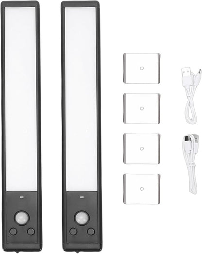 2pcs Under Cabinet Lights Rechargeable LED Motion Sensor Lights Indoor Magnetic Closet Lamps for Kitchen Stick On 3 Color