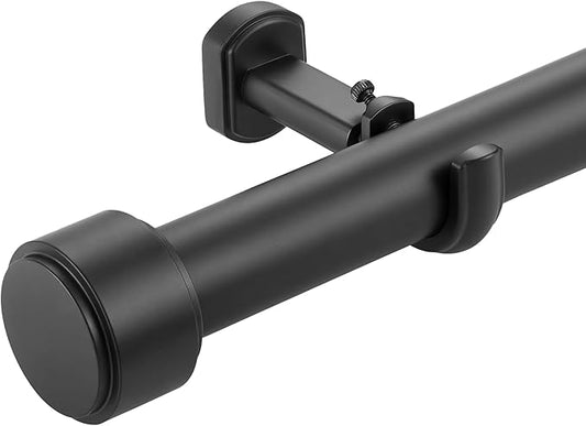 Heavy Duty Curtain Rods,1 1/4" Large Diameter Premium Nonadjustable Curtain Rod,72in/6ft Custom Window Treatment Rods with Durable Aluminum Brackets and End Caps,Black Finish