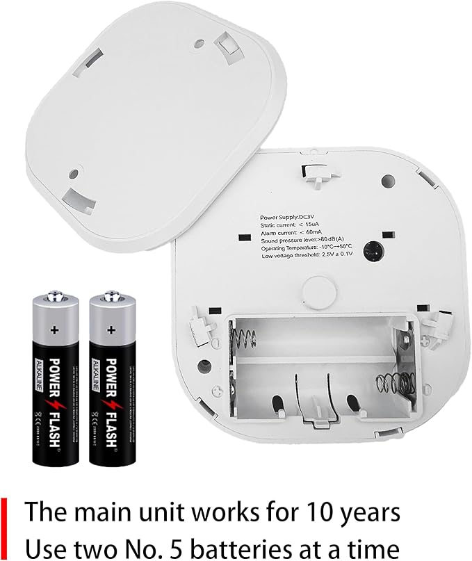 COHANSHANsmoke Detector,Smoke Alarm,fire Alarms Smoke detectors,(Sensor Life of 10 Years) complies with UL Certification,fire Alarm,Smoke detectors,360°Intelligent Detection,Wireless Installation6