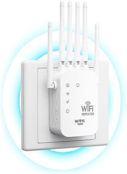 WiFi Range Extender Up to 12000 Sq.Ft Coverage, Up to 300Mbps with 4 High-Gain Antennas, 3-in-1 Mode with Ethernet Port, Easy Setup